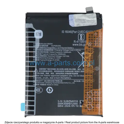 BATERIA XIAOMI POCO X7 / REDMI NOTE 14 PRO (5G) 1330101000191B BN5W (ORYGINALNA)
