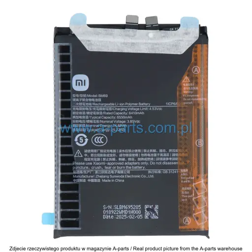 BATERIA XIAOMI POCO X7 PRO BM69 1330102000166B (ORYGINALNA)