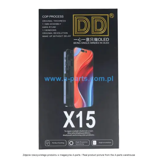 WYŚWIETLACZ LCD + EKRAN DOTYKOWY 60HZ DO IPHONE 15 OLED SOFT DD