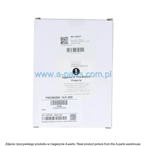 BATERIA DO IPHONE 16 PLUS 661-42837 SERVICE PACK