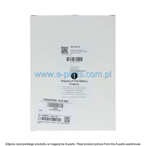 BATERIA DO IPHONE 17 PRO 661-56121 PSIM SERVICE PACK