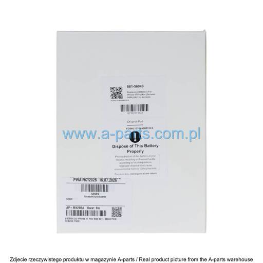 BATERIA DO IPHONE 17 PRO MAX 661-56049 PSIM SERVICE PACK