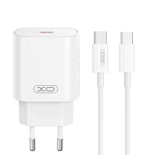 XO ŁADOWARKA SIECIOWA CE25 PD 25W 1X USB-C BIAŁA + KABEL USB-C - USB-C