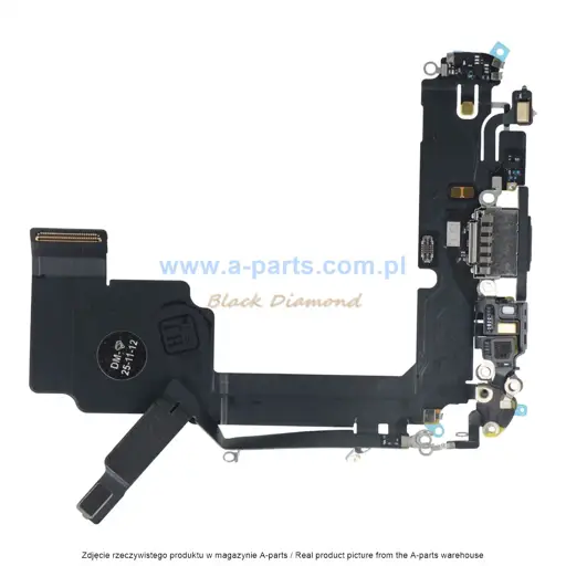 TAŚMA FLEX DO IPHONE 15 PRO CZARNA ZE ZŁĄCZEM ŁADOWANIA