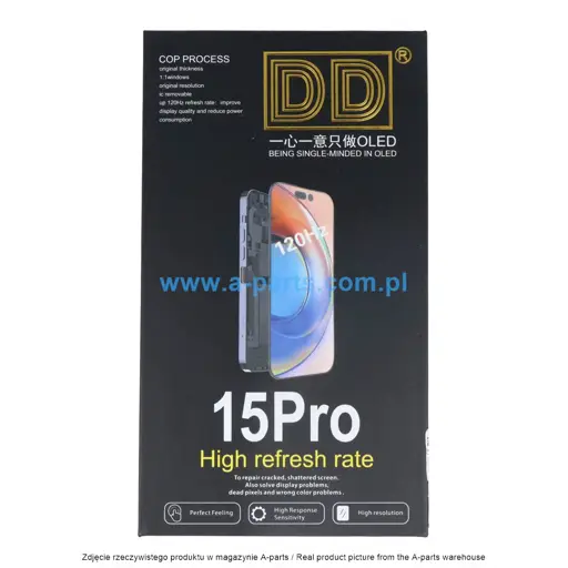 WYŚWIETLACZ LCD + EKRAN DOTYKOWY 120HZ DO IPHONE 15 PRO OLED SOFT DD